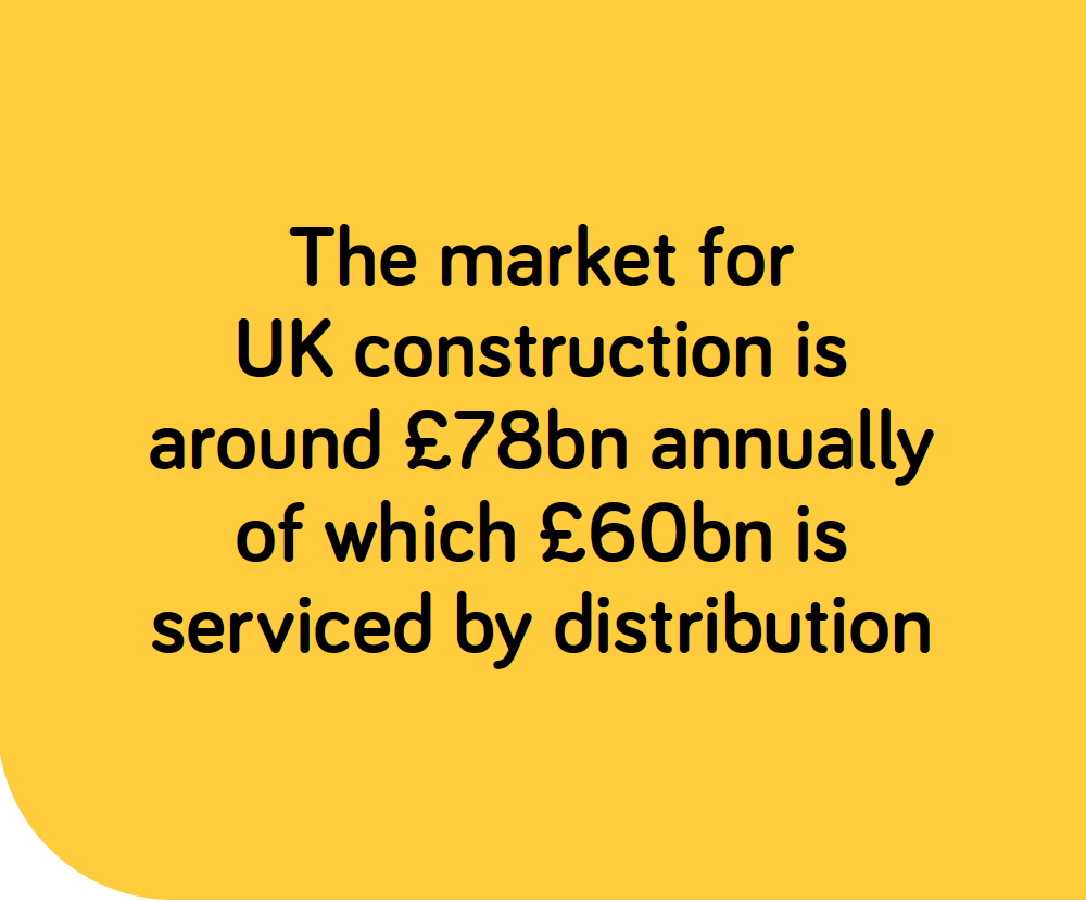 Image show The market for UK construction is around £78bn annually of which £60bn is services by distribution